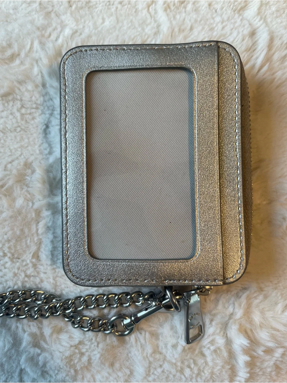 Coach Metallic Silver Zip Wallet